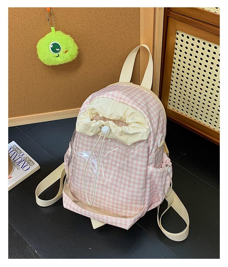 Japanese & Korean Jelly Versatile Plaid Double Shoulder Bag - Large Capacity for Students & Outdoor Use