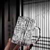 Tazza da birra artigianale in vetro a grande capacità, tazza ghiaccio, motivo corteccia, uso domestico, tazza con cintura per bevande, tazza per acqua ispessita