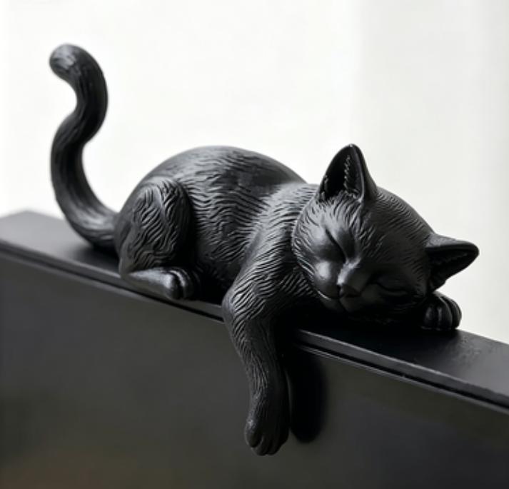 Cute Cat Figurine 3DPrinted Miniature Sleeping Kitty Ornament Computer Screen Decor Dollhouse Miniature Desktop Decor Home Decor