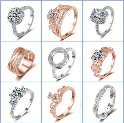 European and American Style Crown Diamond Couple Ring - Fashionable and Unique Women's Jewelry