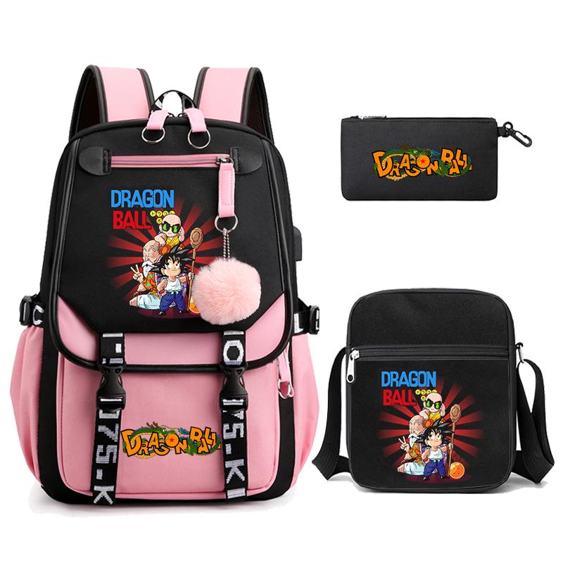 3Pcs/set Anime Dragon Ball Daily Laptop Backpack Lightweight bag for Men Women Travel Bag Student Girl Boy Back To School Unisex Bagpack Mochila