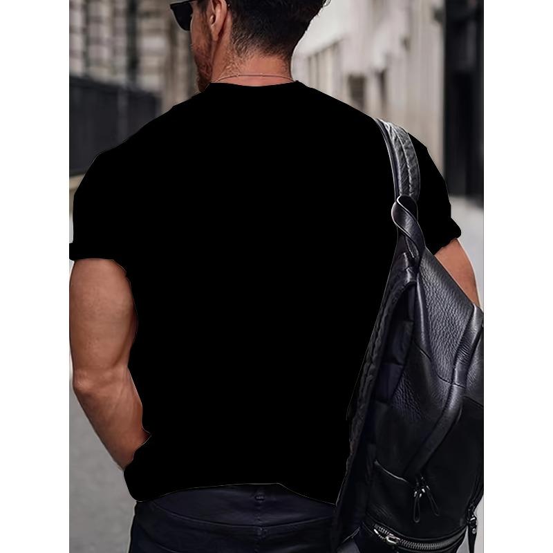 European Size Men'S Plus Size T-Shirt with Cross Print, Casual Crew Neck Short Sleeve Tee, Breathable All-Match Fashion Top, Casual Wear