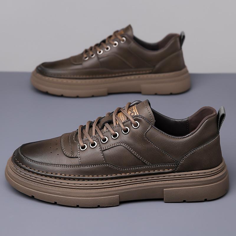 Men's shoes summer 2025 new low-top casual leather shoes lace-up soft-soled British low-top Martin boots tide 2025