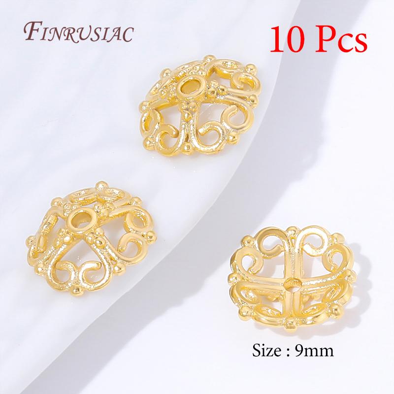 Multiple Styles 18K Gold Plated Beads Caps For Jewelry Making,Brass Flowers Caps For Bracelets DIY Accessories,Tassel End Cap