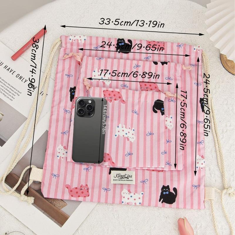 1PCS Drawstring Storage Bags Cute Cartoon Printed Dustproof Pouch for Cosmetic Makeup Organizer Portable Travel Accessories