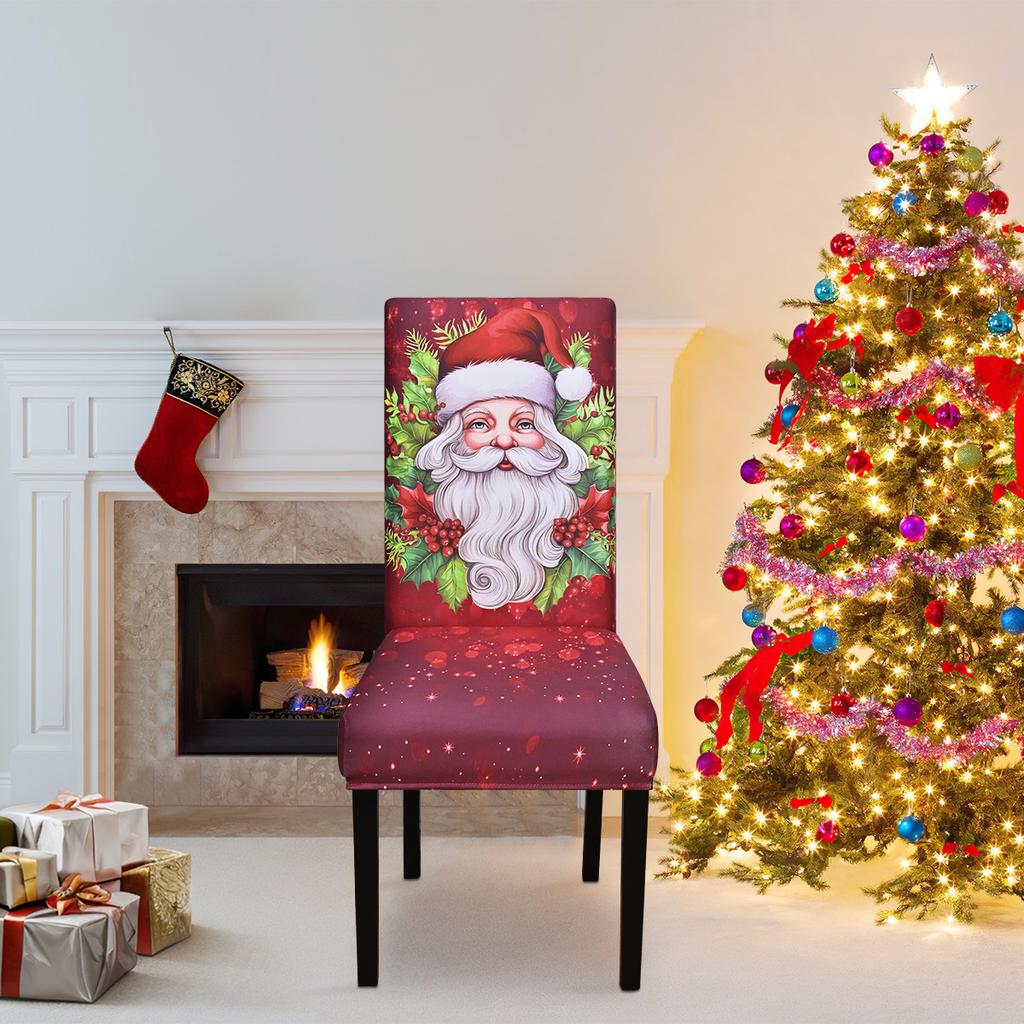 Stretch Print Christmas Chair Cover Christmas Chair Cover Decoration