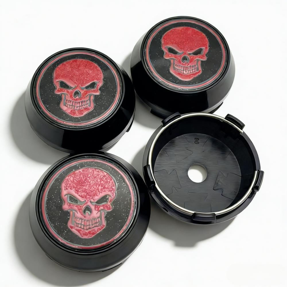 

4pcs 60MM 56MM Skull Logo Emblem Car Wheel Center Caps High Cap Rim Hubcaps Dust Cover Wheels Hub Cap Replace Car Accessories (as the picture,Skull Badge&4pcs High Caps)
