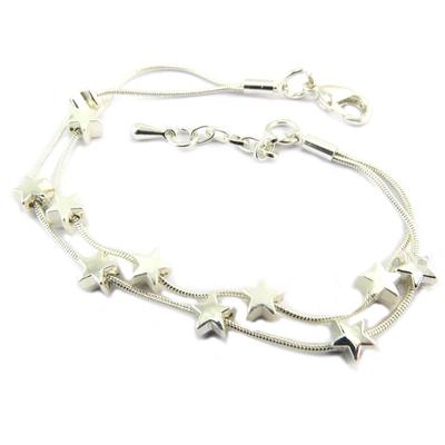[P8460] - Tasarımcı bilezik 'Bir Yıldız Doğuyor' gümüş - 2 sıra - 6x6 mm
