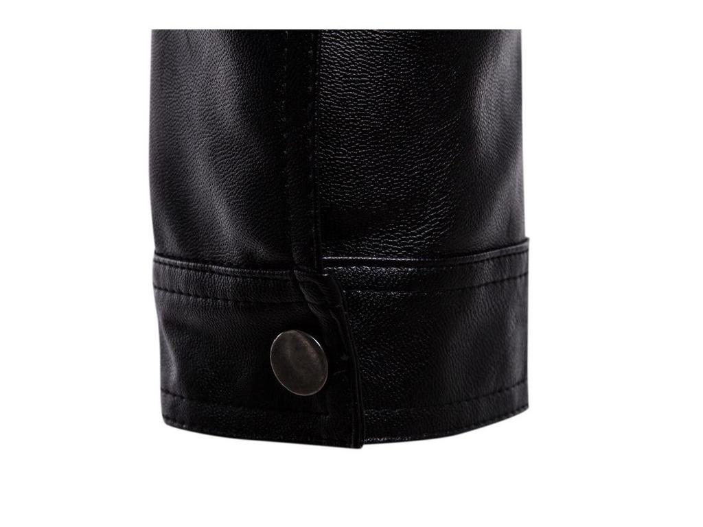 European Men's Stand-Up Collar Solid Color Motorcycle Leather Jacket, Autumn/Winter 2023, Code B041.