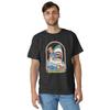 Asian Size Men Black Print T-shirt Stay Positive No-Cut Heat Transfer Print Cotton Tshirt