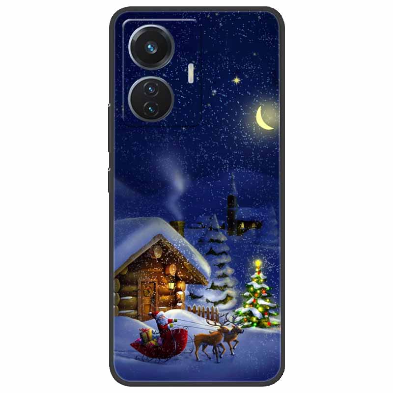 Christmas Case For Vivo T1 44W Soft Silicone Back Cover for Vivo T1 4G Snapdragon 680 Phone Case Cartoon V2153 VivoT1 4G Funda