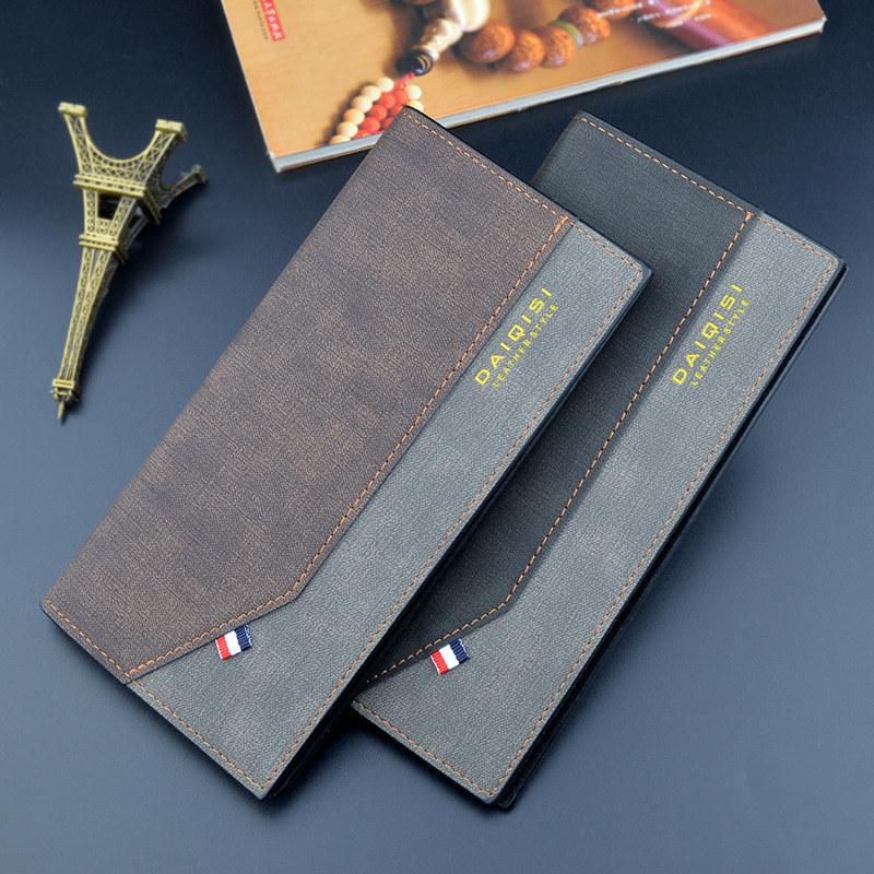Herren-Geldbörse, modisch, lange Geldbörse, Vintage-Design, Kartenhalter, Kunstleder, Business-Geldbörse