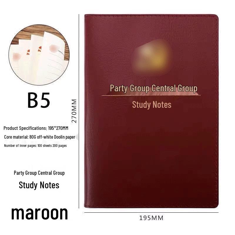 Leather Cover Meeting Minutes Book - B5/A5 for Party Members & Class Notes