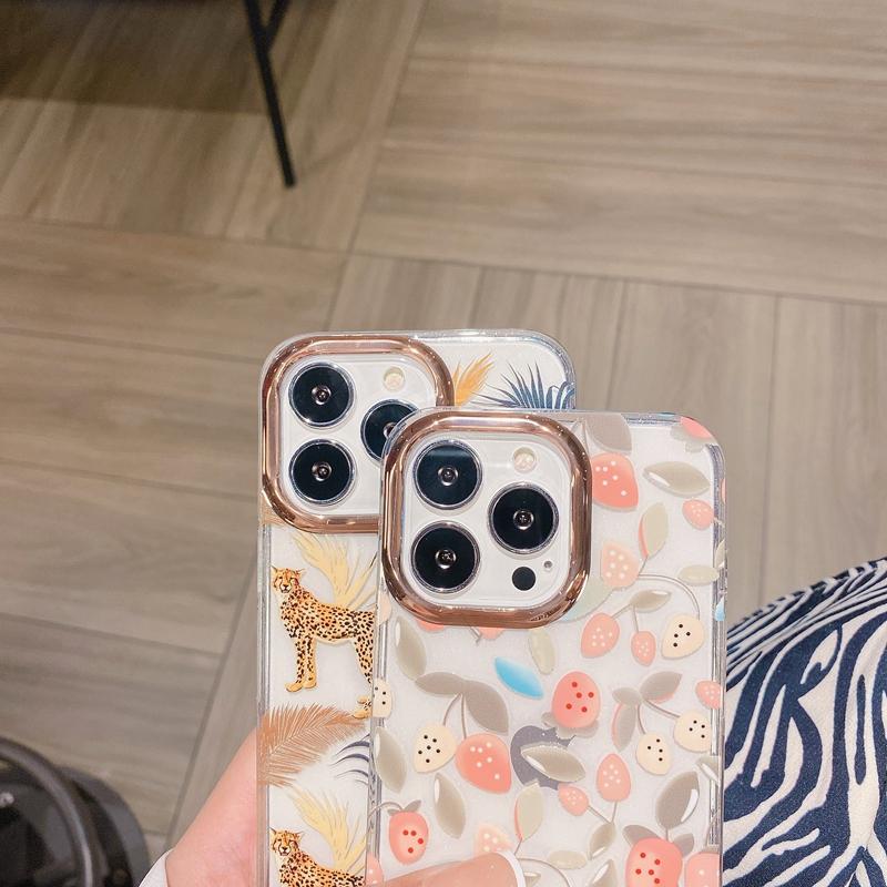 Fashion Flowers Transparent Phone Case For Iphone 11 12 13 14 Pro Max Plus Shockproof Bumper Back Cover