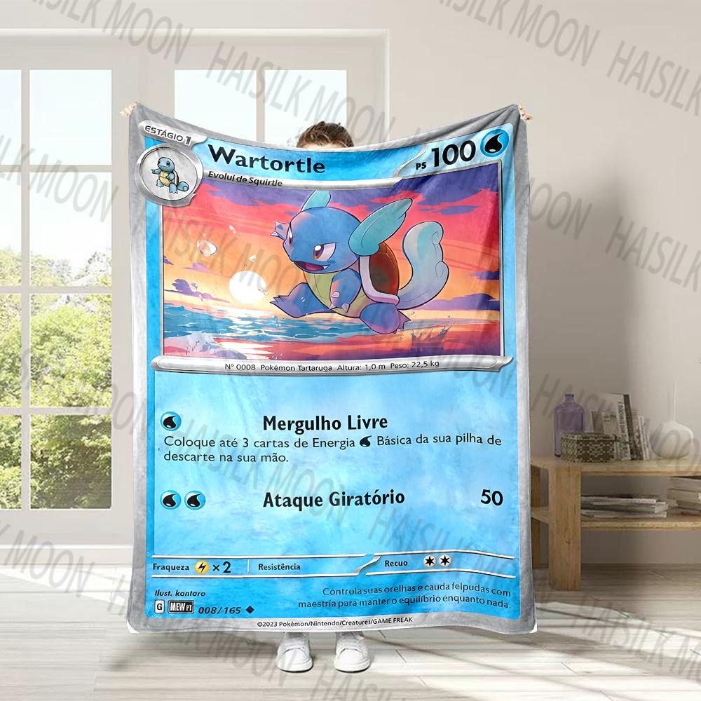 P0kem0n Cards Squirtle Print Blanket for Couches, Soft Cozy Blanket, Lightweight Fuzzy Plush Warm Throws for Winter Fall, Gifts