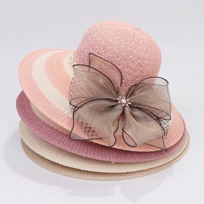 Bow Hat Women's Large Eave Hat Summer Fisherman Hat Versatile Sun Protection and Sunshade Hat