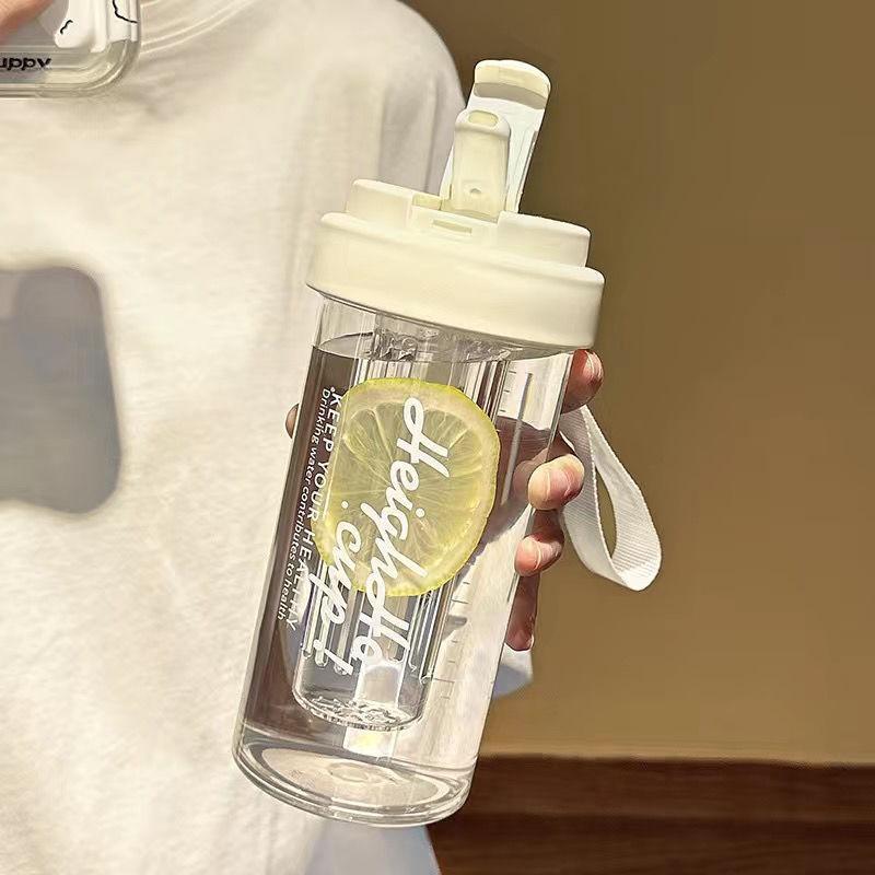 Scented Tea Plastic Cup Student Water Cup Female Portable High-value Straw Cup High Temperature Resistant Tea Compartment Free Kettle