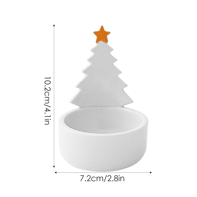 Christmas Tree Candle Holder Tree Decorative Craft Ceramic Tabletop Candlestick For Christmas Home Mantle Winter Holiday