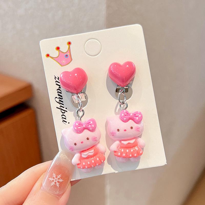 Children'S Ear-Free Ear Clips, Cute Girls' Pain-Free Earrings, Earrings, Cartoon Cartoon Girl Earrings, Jewelry.