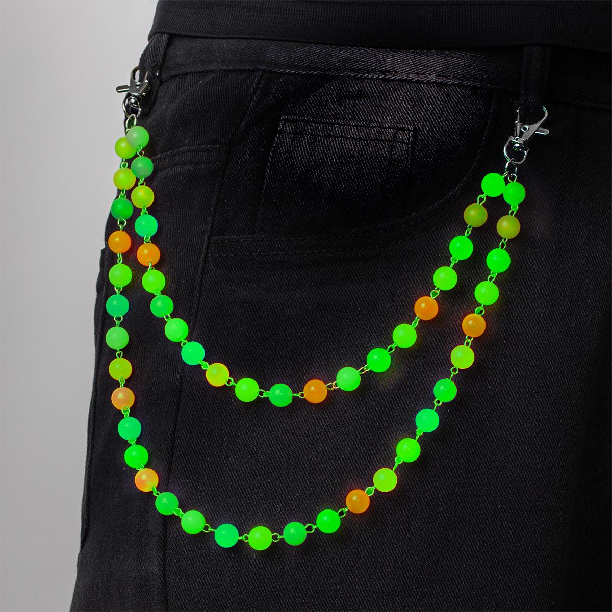 High-End Stil Herren Jeanshose Kette mit Polymer Clay eingelegten Strasskugel Multiple layers