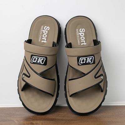 Bestellen Sie eine Nummer größer Sommer Trendy Stilvolle Outdoor-Hausschuhe Rutschfeste Verschleißfeste Strand Herrensandalen