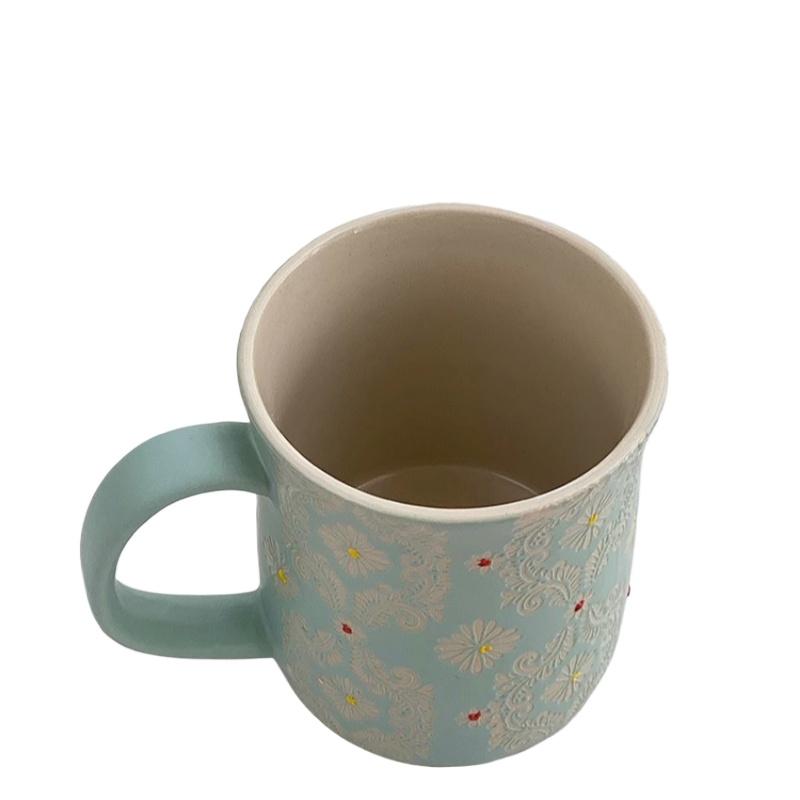French Totem Embossed Glaze Craft Ceramic Western Restaurant Coffee Shop Mugs
