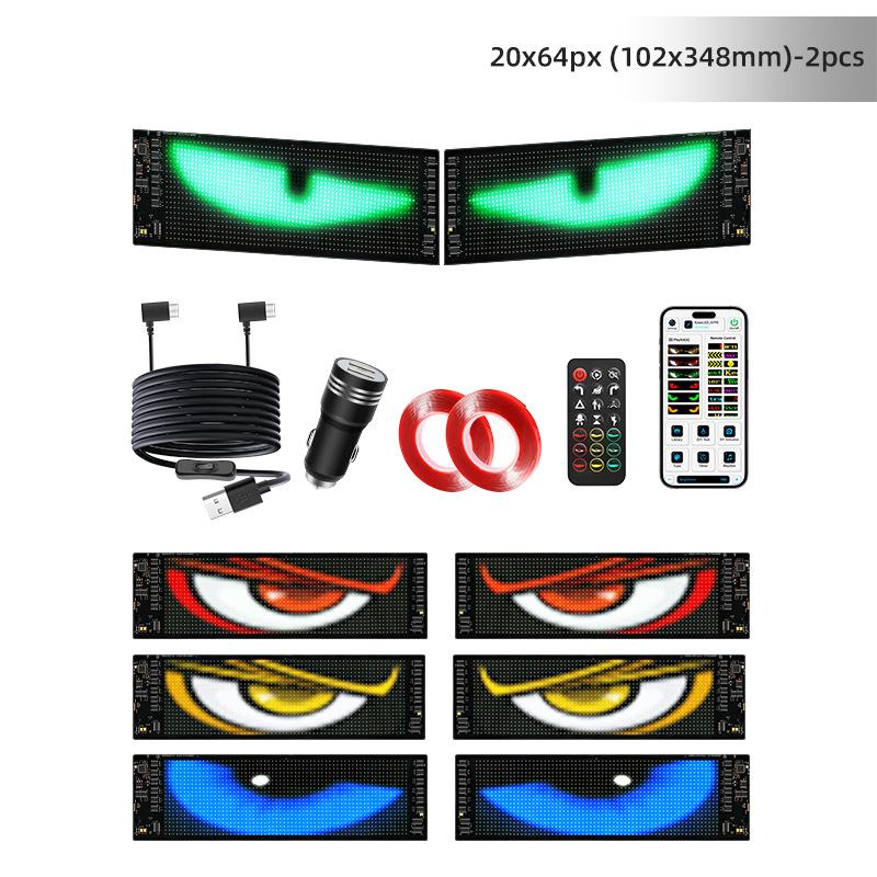 2 Adet LED Şeytan Gözü Işığı Araba Kamyon Ön Cam için Hareketli LED Matris Panel İşareti Esnek Programlanabilir Dijital Ekran Işığı APP