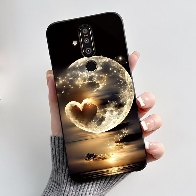 Case For Nokia 8.1 Plus/Nokia X71 Phone Casing Vast Grasslands With Beautiful WildFlowers Pattern Soft Black Anti-Scratch Case