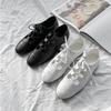 Fashion Classic Fretwork Polka Dot Sheepskin Fringe Lace-Up Woman Flats Solid Hollow Cross-Tied Sewing Mary Janes Zapatos Mujer 35-40