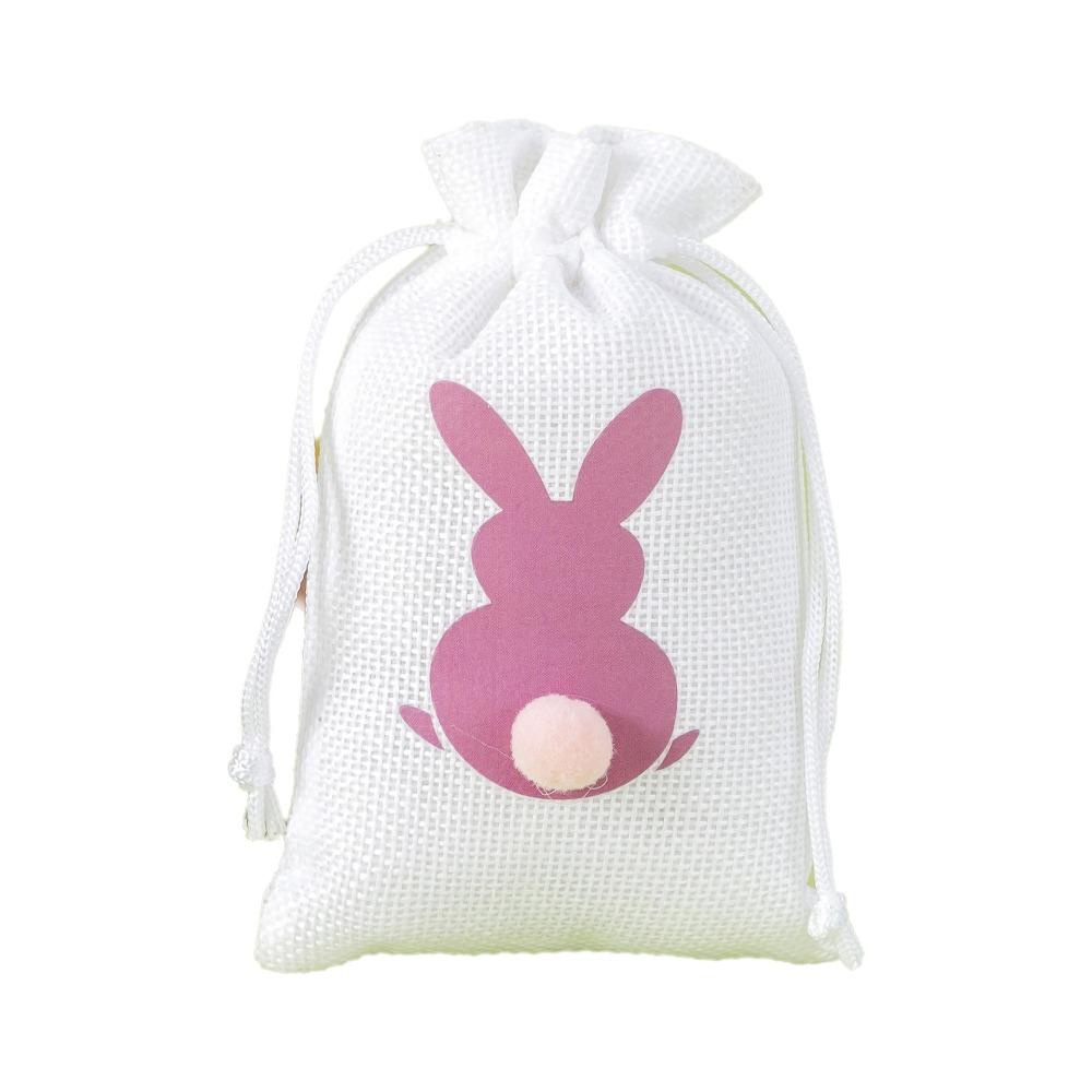 10PCS Bunny Pattern Easter Candy Bags Reusable Eco-Friendly Rabbit Candy Bags Festival Decorative Gift Packaging Bags