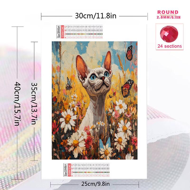 Sphynx cat oil painting Pattern 3pcs 100% Round Full Drill 5D DIY Diamond Painting Embroidery Cross Stitch Rhinestone Décor