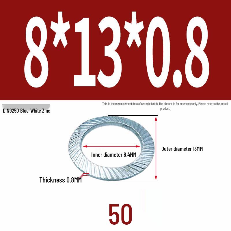 Double-Sided Serrated Lock Washer, 65Mn Steel & 304 Stainless, Anti-Loosening & Anti-Slip, Self-Locking