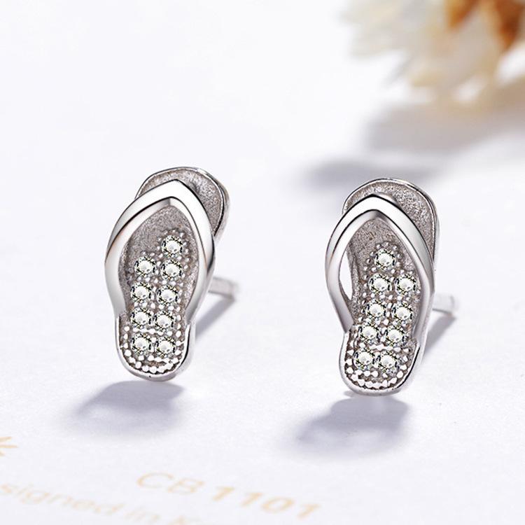 

Buyee 925 Sterling Silver Female Stud Earring White Zircon Small Shoes Earring for Women Unique Punk Fine Jewelry Earring Gift