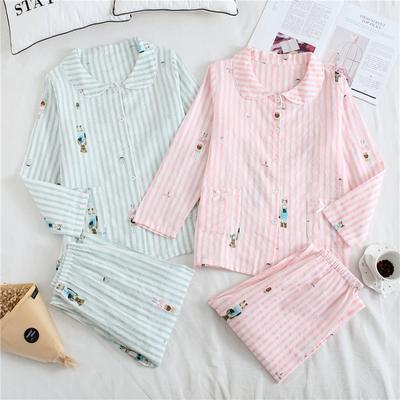 Conjunto de Pijama de Hoja de Arce Fresca para Mujer 100% Algodón Gasa Manga Larga Pijama Casual para Mujer Pijama de Verano para Mujer
