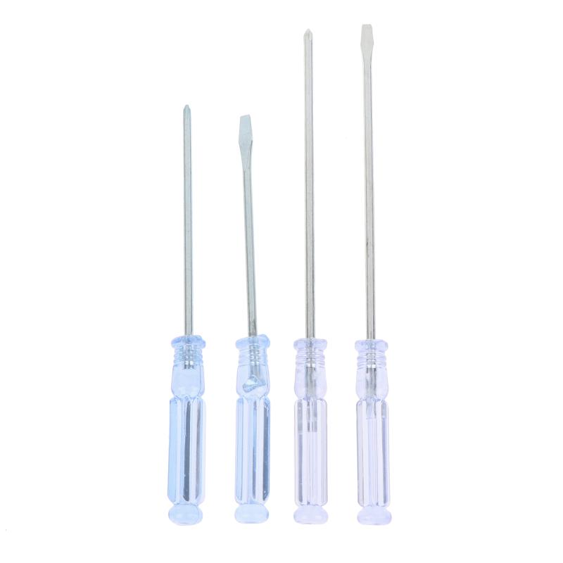 Hot 4Pcs Transparent Blue Handle Screwdriver Set Slotted Cross Manual Screw Driver Household Maintenance Repair Hand Tool Kit