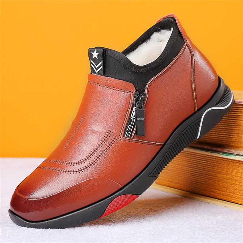 Genuine Leather Men Boots Men's Winter Shoes Fashion Wool Snow Boots Shoes Sneakers Ankle Boots Men Casual Shoes Footwear