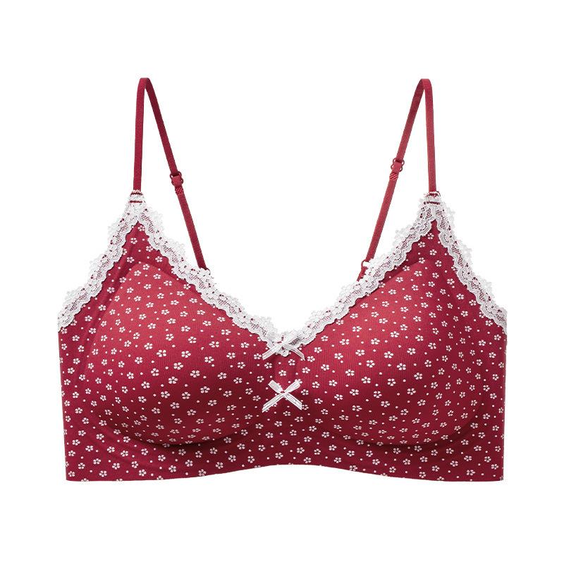 Traceless steel ring polka dot nude underwear women's soft support breathable collection of secondary breasts small chest gathering vest bra cover