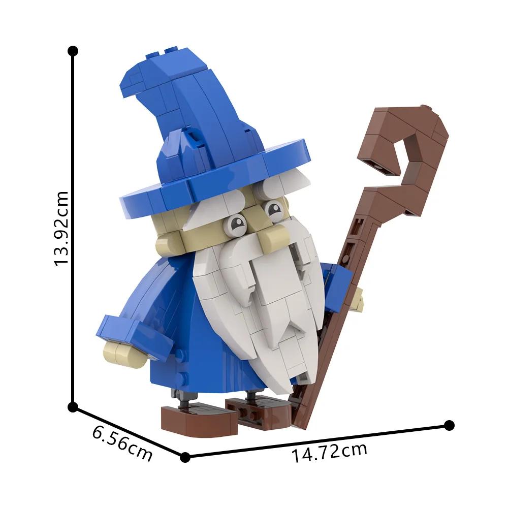 Gobricks MOC Cute Wizard Brickheadz Building Blocks White Beard Staff Bricks Gift