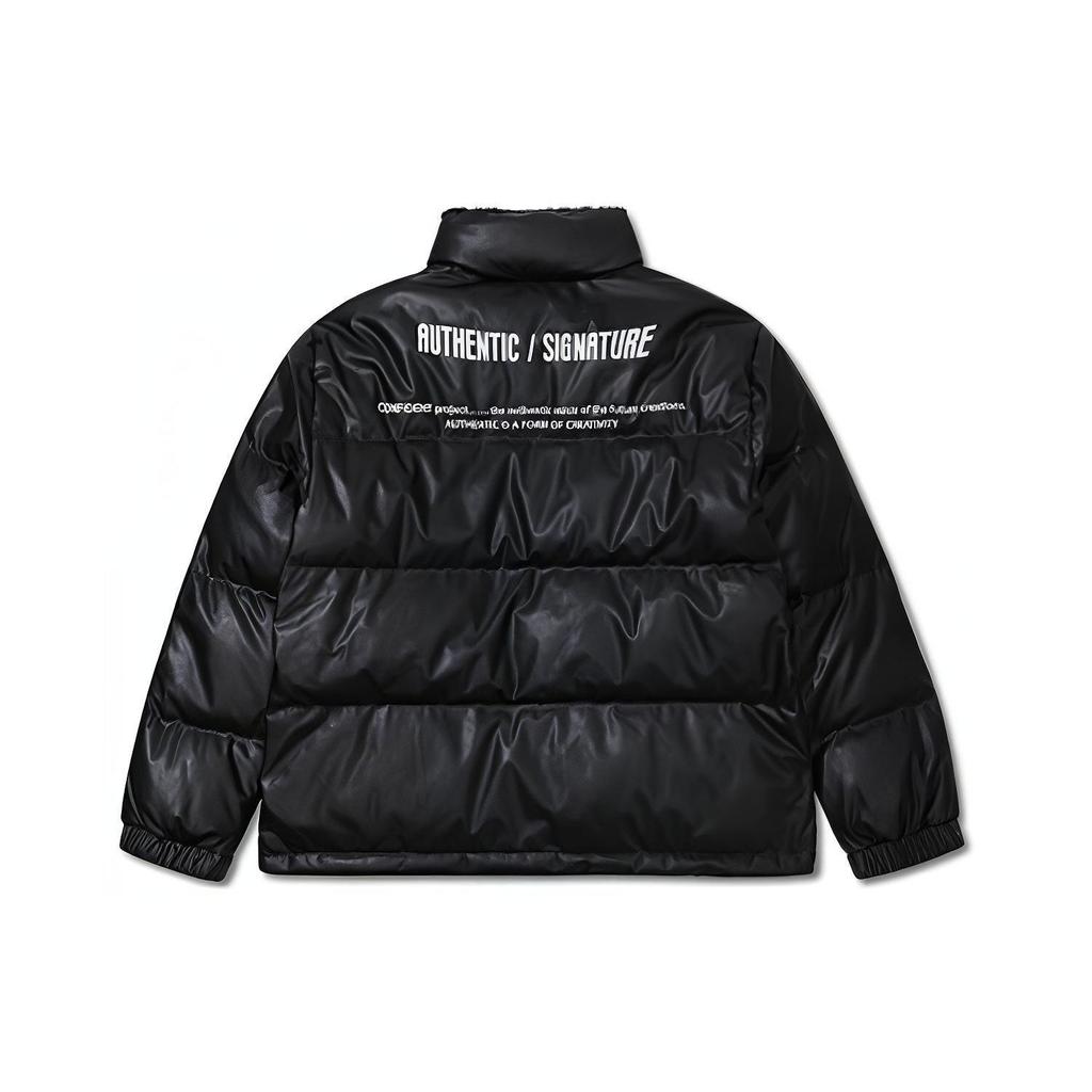 Levis FW22 Solid Color Zipper Printed Long Sleeve Down Jacket Men Outerwear Black A5163-0000