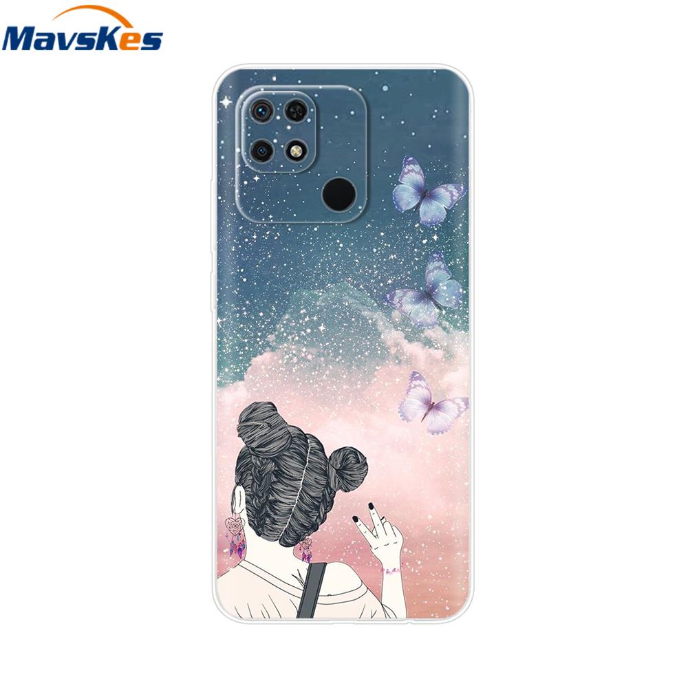 For Redmi 10C Case Clear Heart Flower Soft Silicon Phone Cover For Xiaomi Redmi 10C Coque redmi10C 10 C Fundas Bumper Shockproof