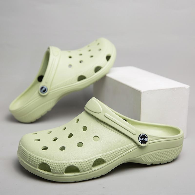 Men's and Women's Summer Garden Sandals - Solid Color Baotou Beach Shoes for Couples