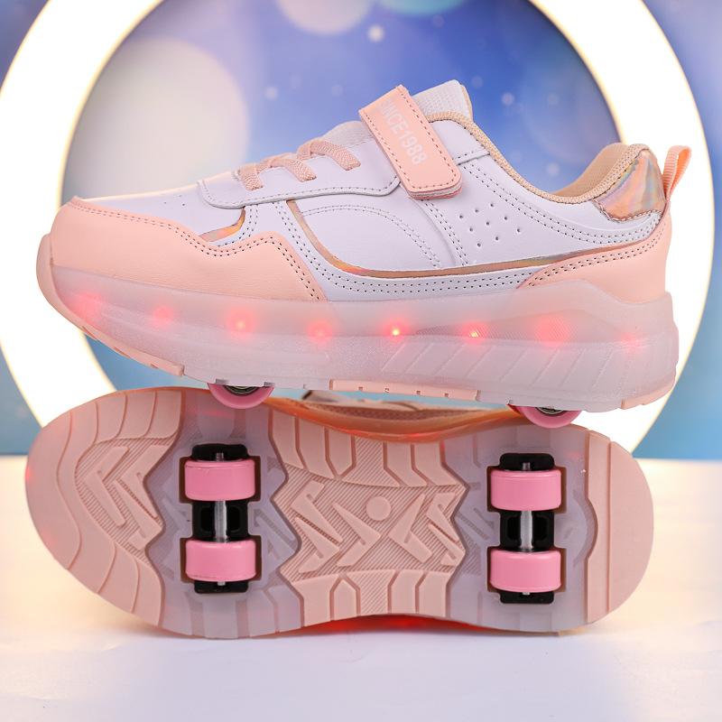 Student Walking Shoes Girls Roller Shoes Boys Wheel Shoes Children's Roller Skates Student Four-wheeled Walking Shoes Deformation Shoes