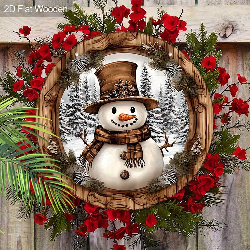 Christmas decoration sign,indoor hanging decorations,2D flat Wooden products with The pattern is a snowman,Christmas gifts for friends and family