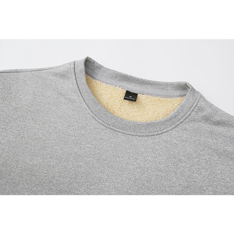 Zimní sametové termo tričko s kulatým výstřihem Pánský svetr z jehněčí vlny Pánský