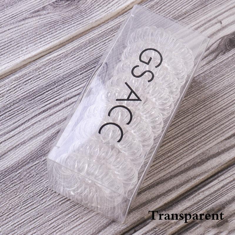 9pcs/box Telephone Cord Wire Hair Ties Colorful Elastic TPU Spiral Coil Scrunchies Hair Ring Band