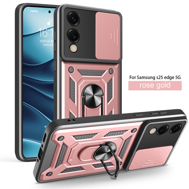 For Samusng S25 Edge 5G Camera Lens Protective Armor Shockproof Magnetic Holder Ring Back Cover For Galaxy S25 Slim Cases