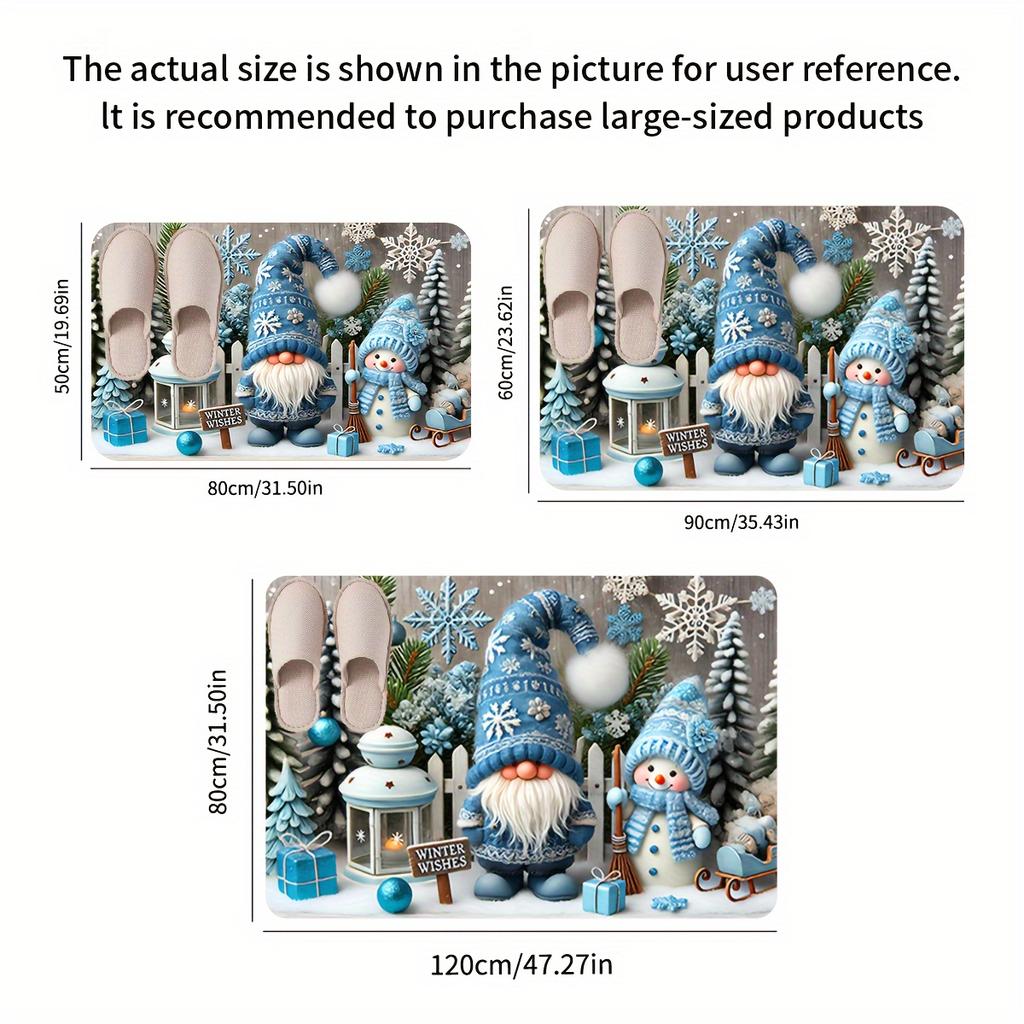 Christmas Blue Hat Dwarf, Snowman, Carpet Home Decoration, Entry Door, Bathroom Anti-Slip And Super-Absorbent Floor Mat