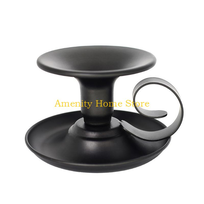 

F26C European Style Iron Candle Holders Handcrafted Retro for Creative Candlestick Metal Home Decorative Candle Holder Gifts чёрный
