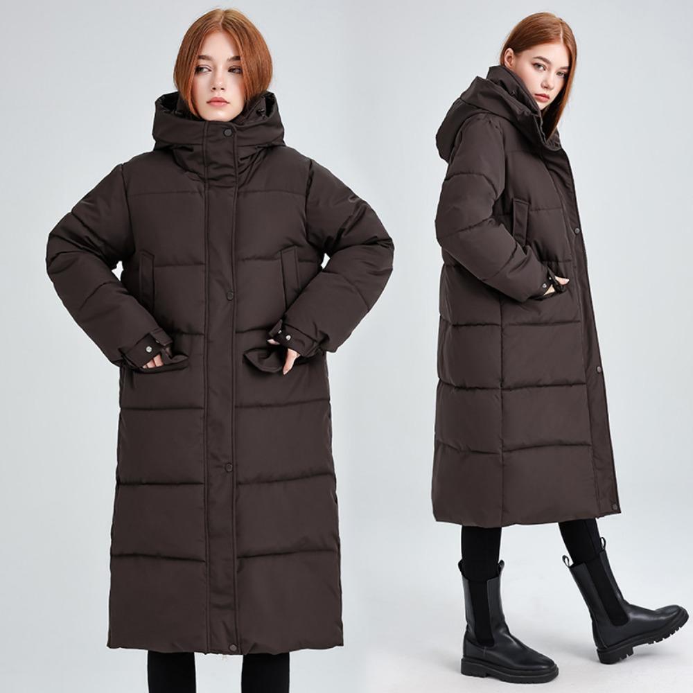 New fashionable versatile long knee-over hooded cotton-padded jacket in winter loose and thick warm cotton-padded jacket