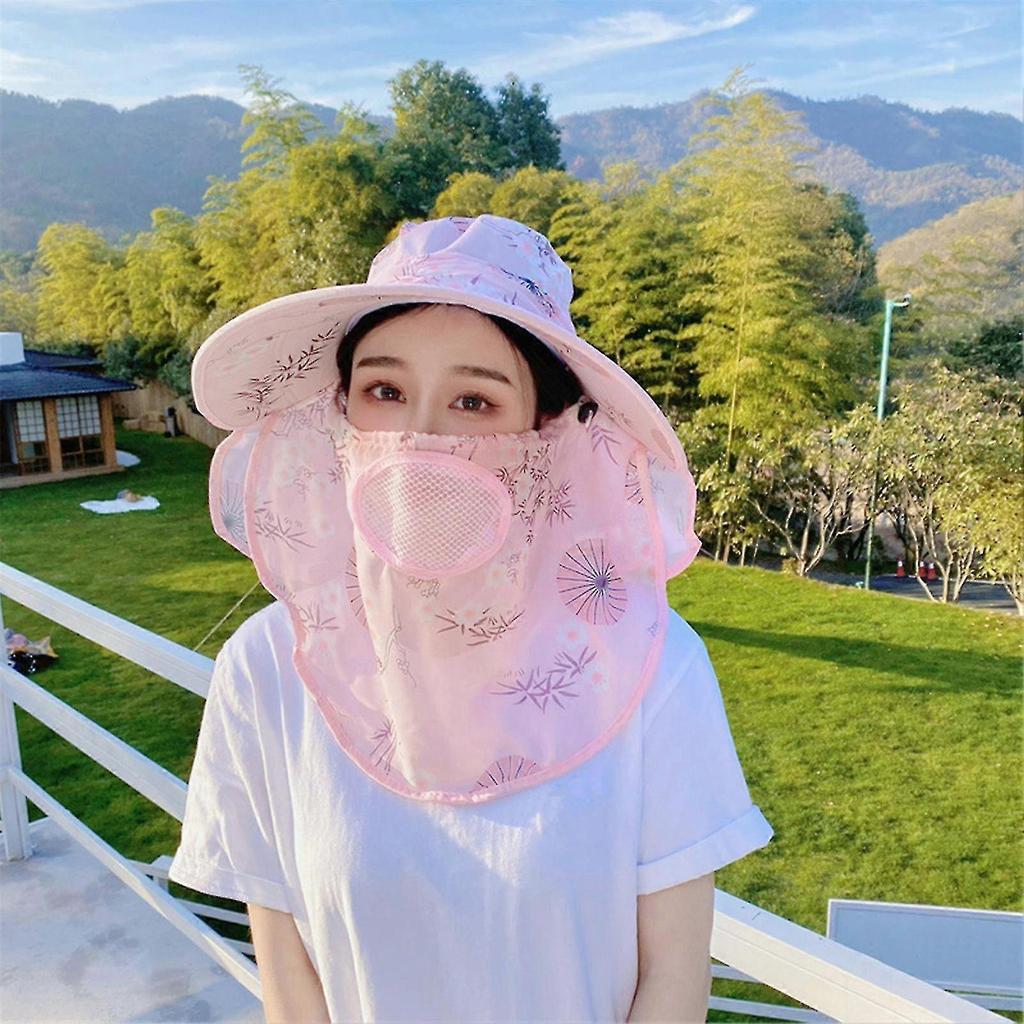 Women's Large Brim Sun Hat All-Weather Protection Breathable with Face Shade Versatile Sun Protection Hat